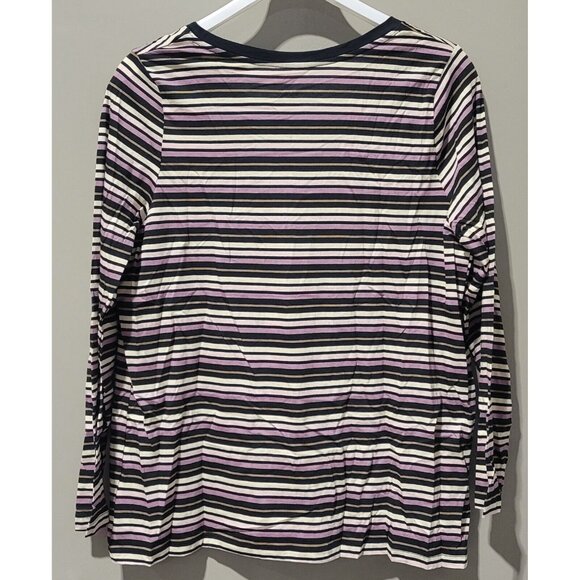 Ava & Viv Women's 1X 16W/18W Neutral Colors Striped Scoop Neck Long Sleeve Tee - Picture 4 of 8